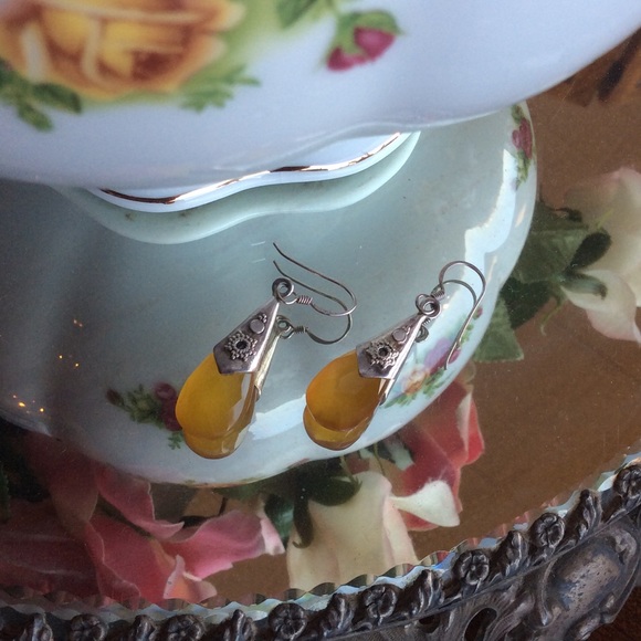 RETIRED LISTING Amber Citrine Faceted Droplet - Picture 8 of 8